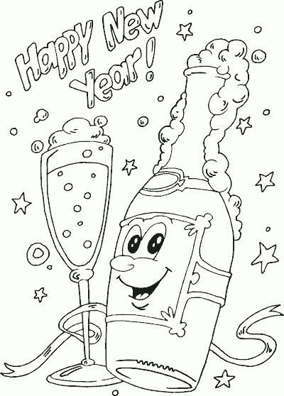Happy New Year Coloring Pages Holiday Champaign Happy New Year Printable 2021 0738 Coloring4free