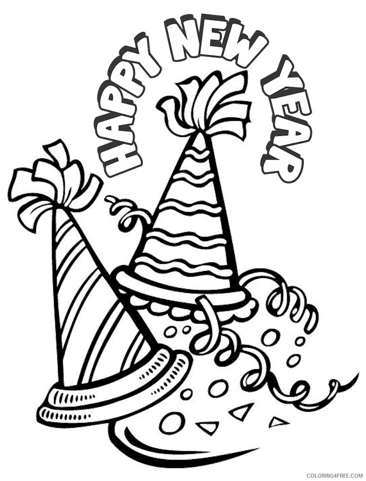 Happy New Year Coloring Pages Holiday Happy New Year Party Hats Printable 2021 0747 Coloring4free