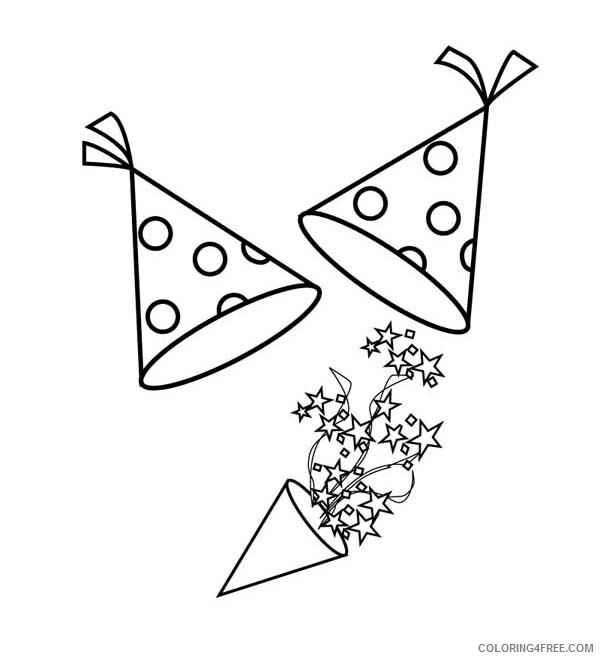 Happy New Year Coloring Pages Holiday Hilarious Blower and Hat for 2015 New Year Printable 2021 0748 Coloring4free