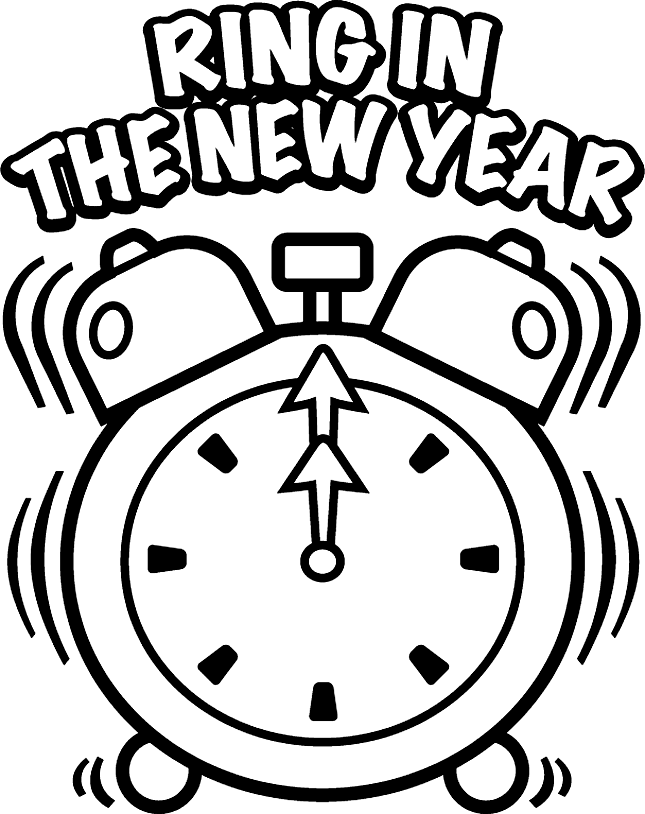 Happy New Year Coloring Pages Holiday Ring in the New Year Clock Printable 2021 0753 Coloring4free