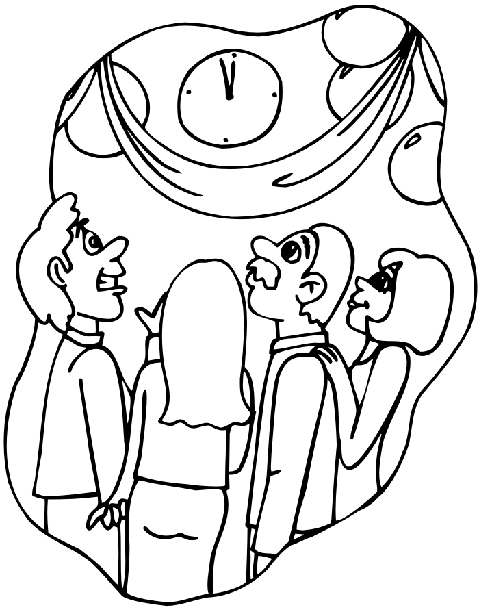 Happy New Year Coloring Pages Holiday Watching the Clock on New Year Printable 2021 0754 Coloring4free