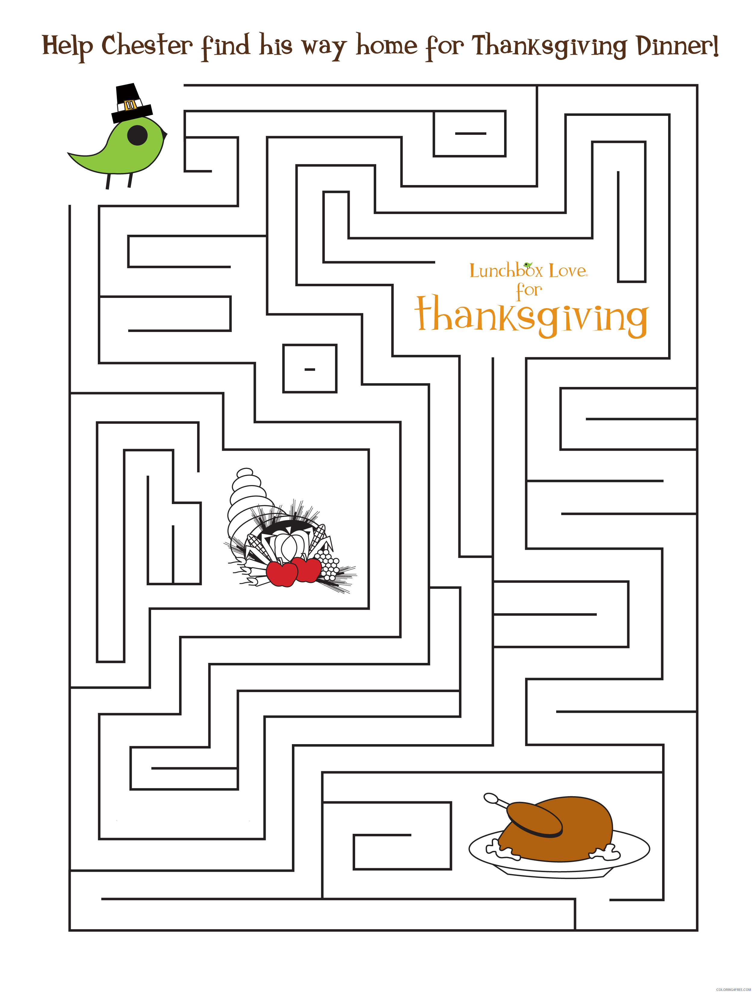 Happy Thanksgiving Coloring Pages Holiday Happy Thanksgiving Maze Printable 2021 0764 Coloring4free
