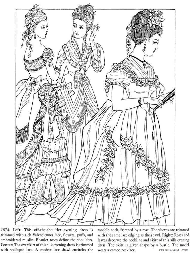 Historical Fashion Coloring Pages for Girls Printable 2021 0731 Coloring4free