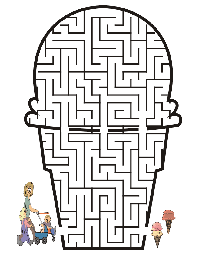 Ice Cream Coloring Pages for Kids Easy Mazes Ice Cream Cone Printable 2021 349 Coloring4free