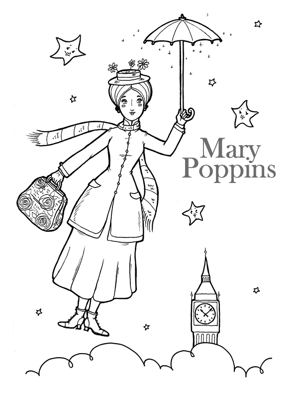 Mary Poppins Coloring Pages for Girls Color Mary Poppins Printable 2021 0901 Coloring4free