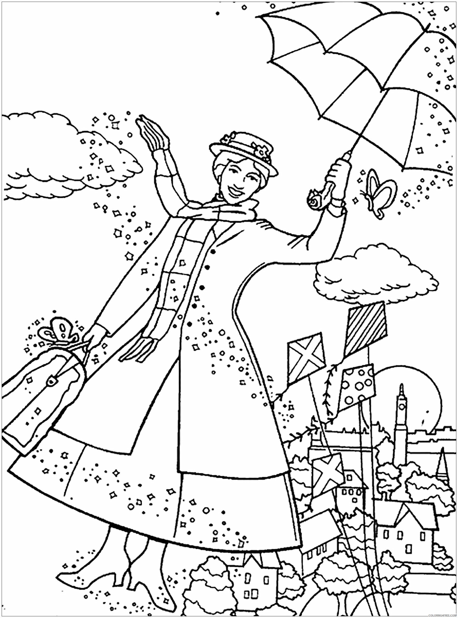 Mary Poppins Coloring Pages for Girls Mary Poppins Printable 2021 0908 Coloring4free