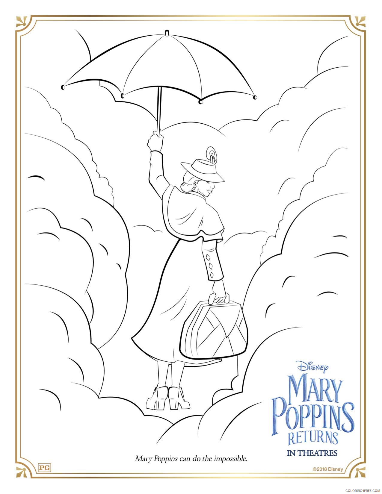 Mary Poppins Coloring Pages for Girls Mary Poppins Returns Printable 2021 0930 Coloring4free