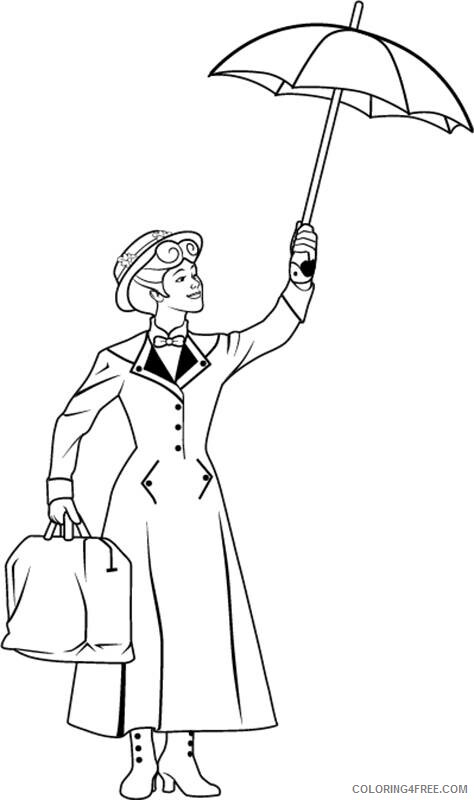 Mary Poppins Coloring Pages for Girls Mary Poppins Umbrella Printable 2021 0931 Coloring4free