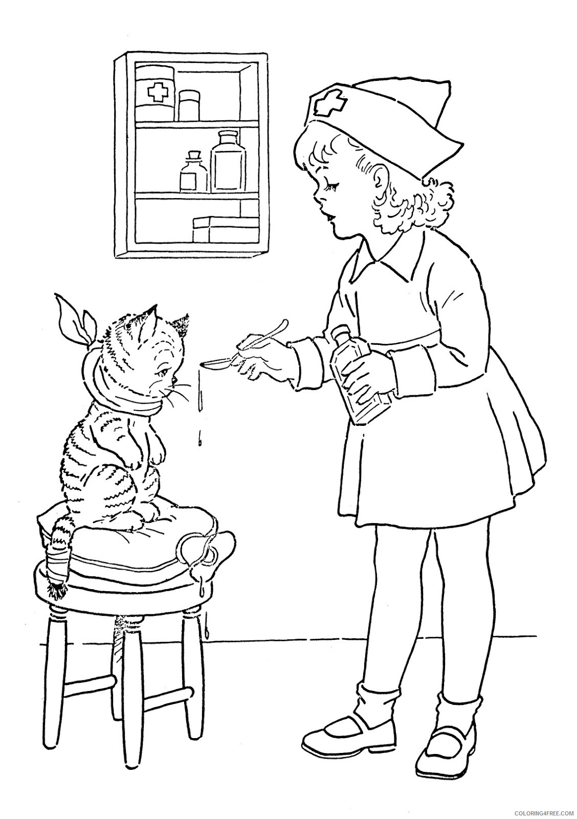 Nurse Coloring Pages for Kids Playing Nurse Printable 2021 500 Coloring4free