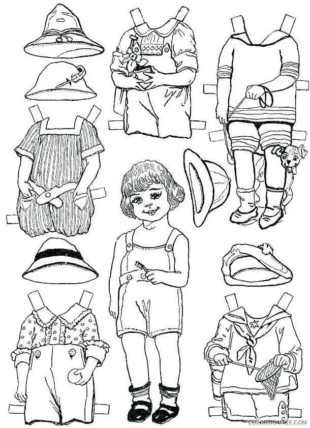 Paper Dolls Coloring Pages for Girls Dress Up Paper Dolls Printable 2021 0981 Coloring4free