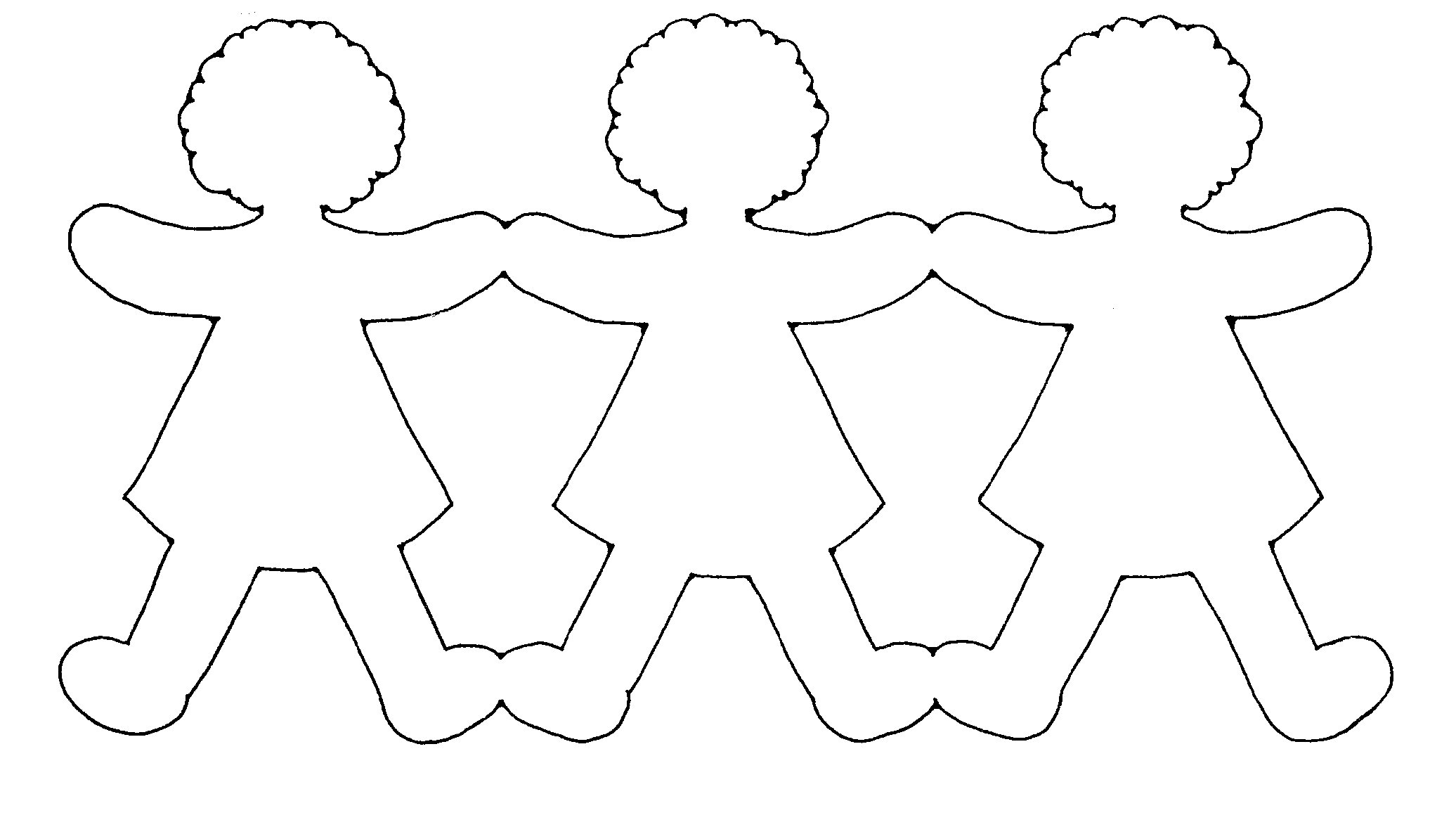 Paper Dolls Coloring Pages for Girls Paper Doll Chain Template Printable 2021 Coloring4free