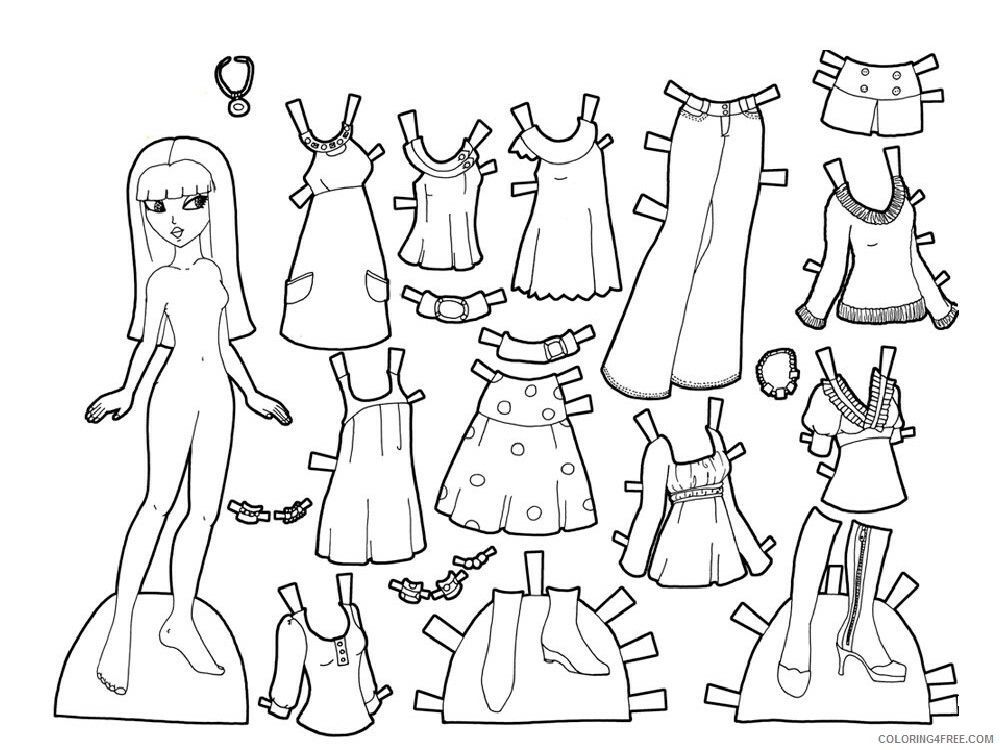 Paper Dolls Coloring Pages For Girls Paper Dolls 9 Printable 2021 0977 Coloring4free Coloring4free Com