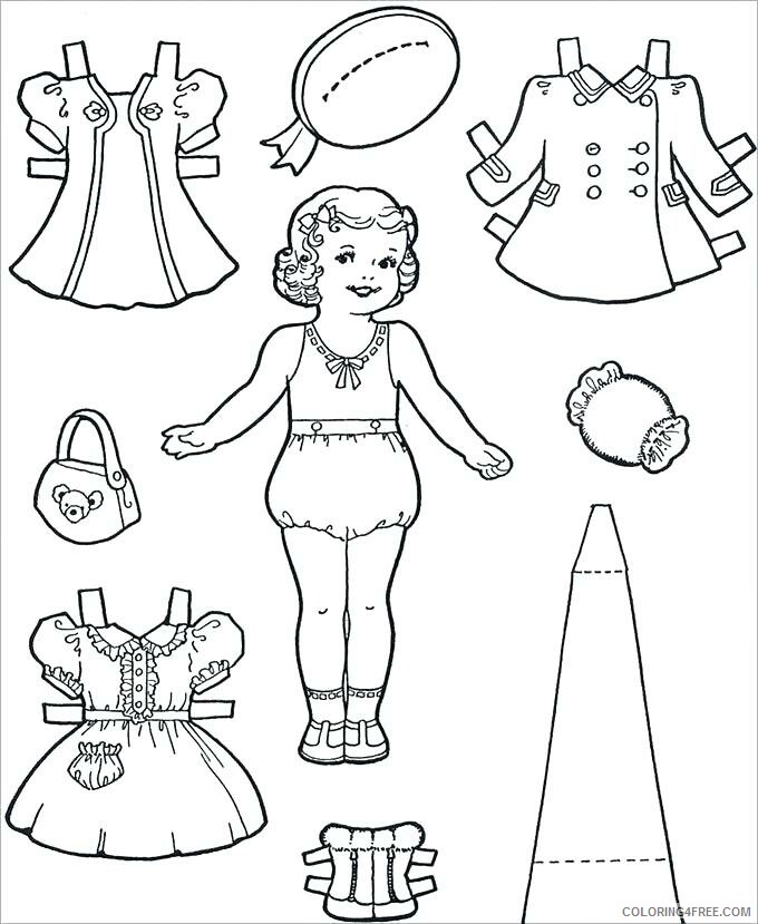 Paper Dolls Coloring Pages for Girls Vintage Paper Doll Template Printable 2021 0982 Coloring4free