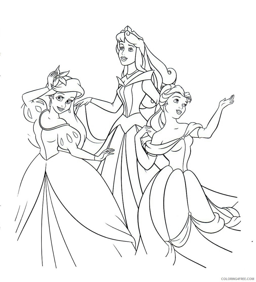 Princess Coloring Pages for Girls 3 Princesses Printable 2021 1079 Coloring4free