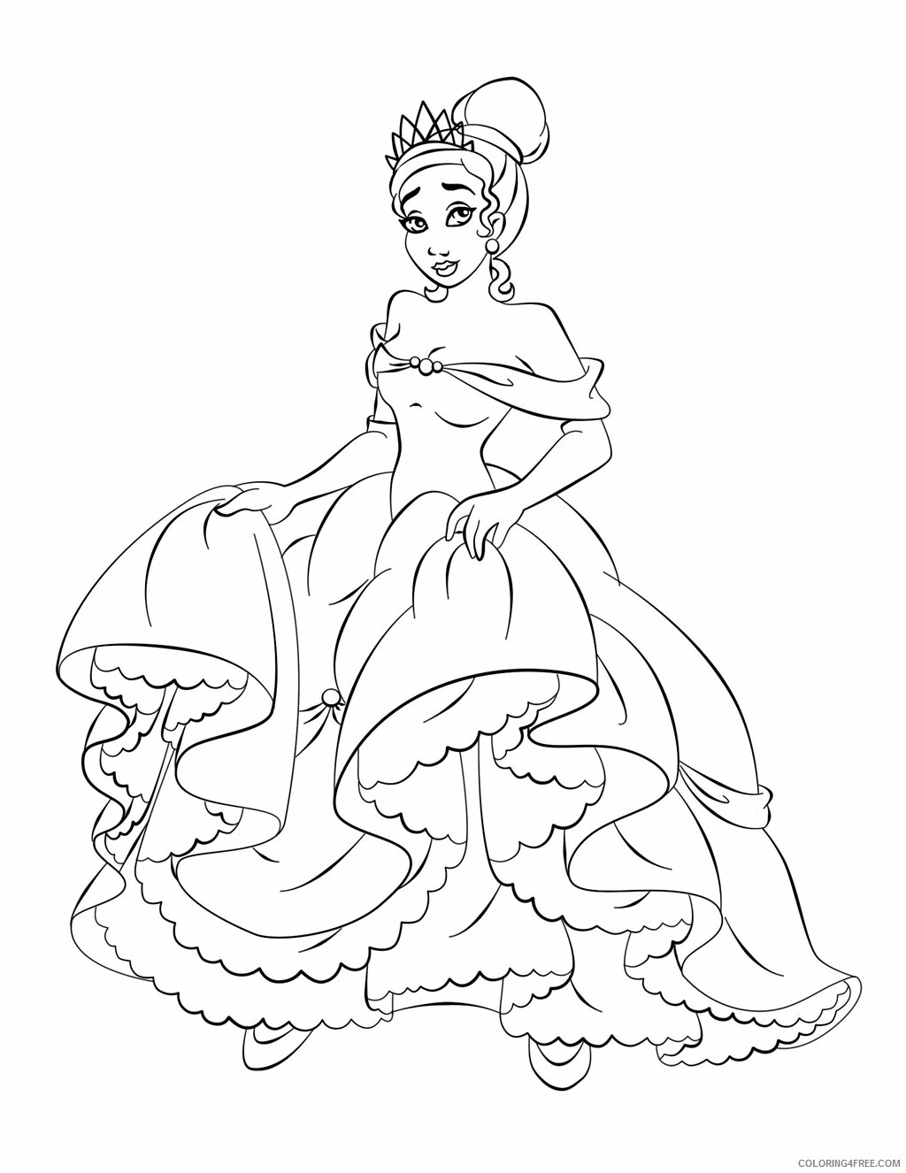 Princess Coloring Pages for Girls Free Princess Tiana Printable 2021 1092 Coloring4free
