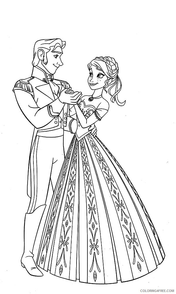 Princess Coloring Pages for Girls Prince Hans Dance with Princess Anna 2021 Coloring4free