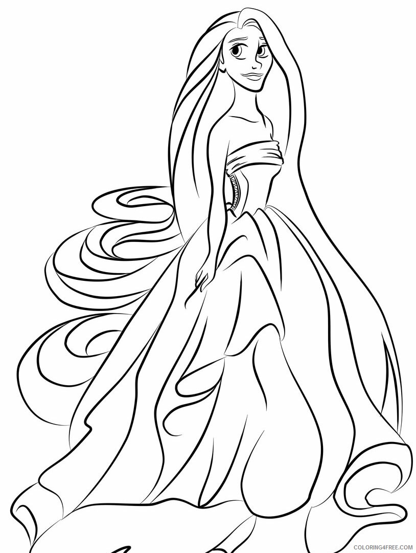 Princess Coloring Pages for Girls Princess Gown Printable 2021 1117 Coloring4free