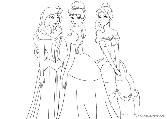 Princess Coloring Pages for Girls Three princesses Printable 2021 1147 Coloring4free