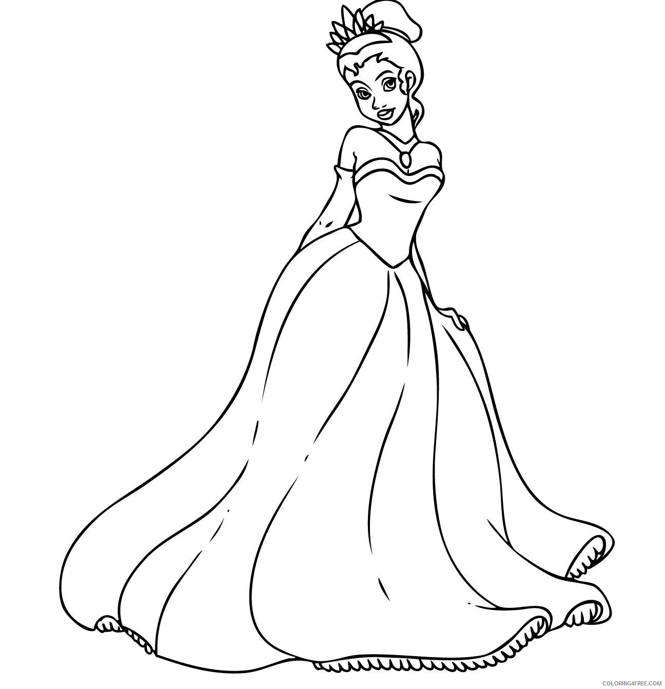 Princess Coloring Pages for Girls of Princess Tiana Printable 2021 1085 Coloring4free