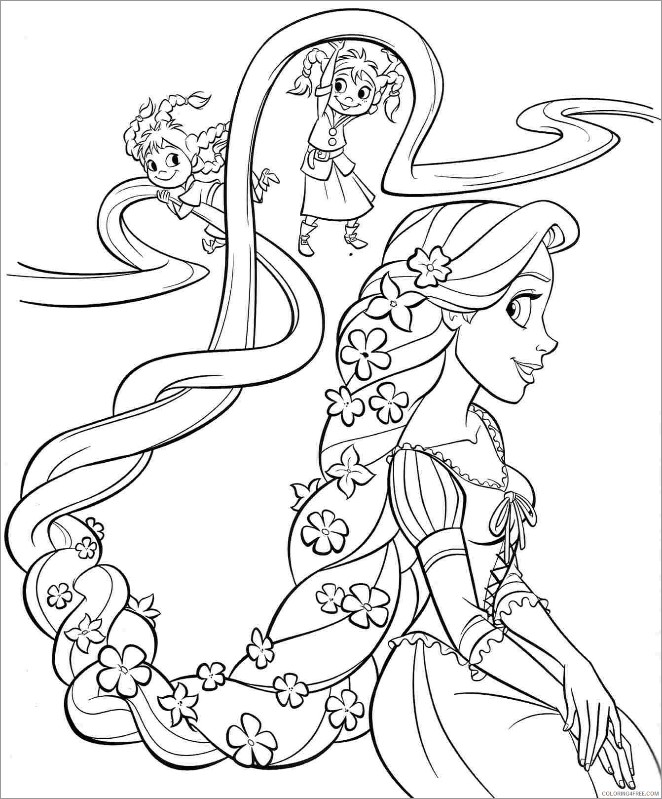 Princess Coloring Pages for Girls princess hair Printable 2021 1129 Coloring4free