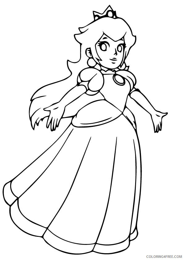 Princess Coloring Pages for Girls princess peach danceing 2021 1045 Coloring4free