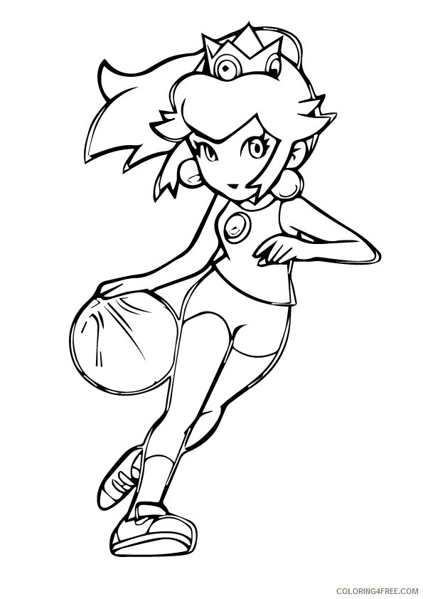 Princess Coloring Pages for Girls princess peach play basket ball 2021 1043 Coloring4free