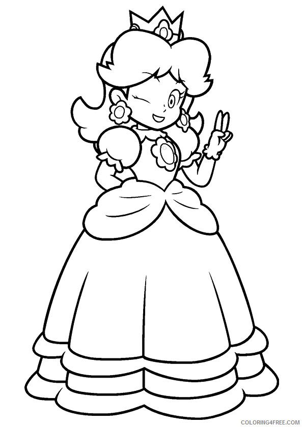 Princess Coloring Pages for Girls the happy princess peach Printable 2021 1042 Coloring4free