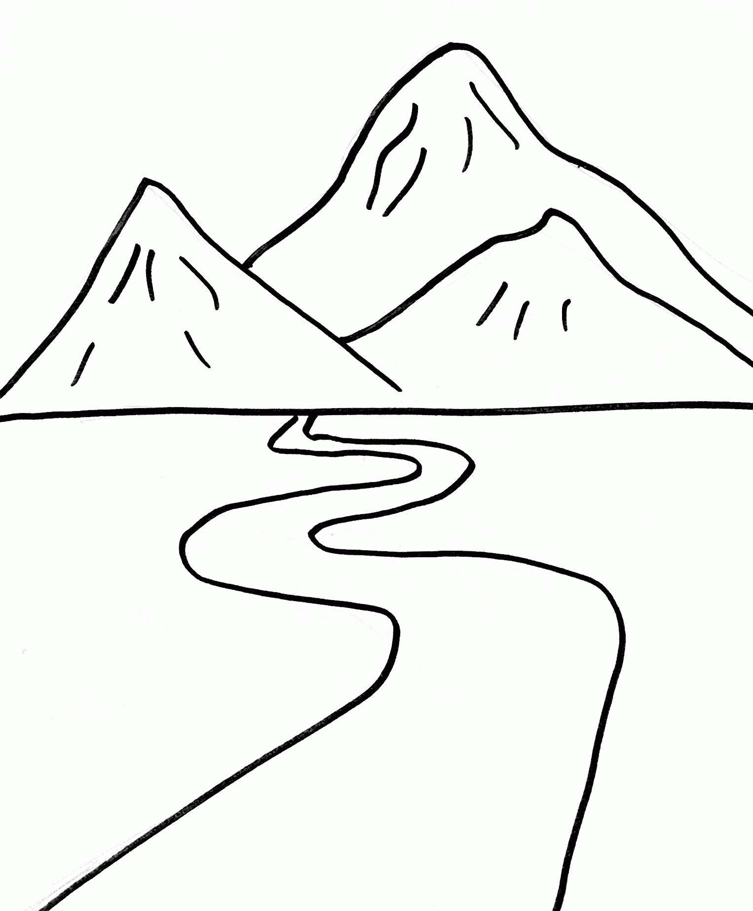 Simple Coloring Pages for Kids Simple Mountains Printable 2021 598 Coloring4free