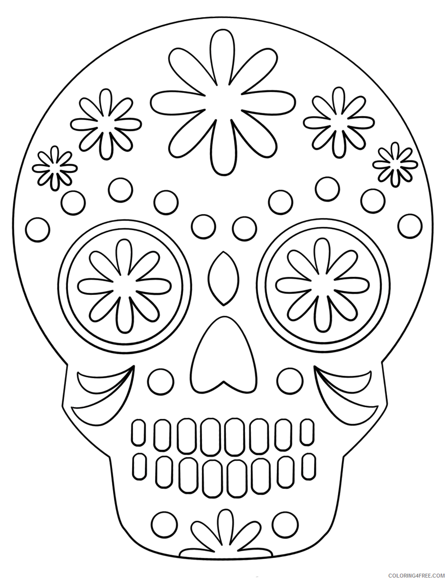 Simple Coloring Pages for Kids simple sugar skull Printable 2021 556 Coloring4free