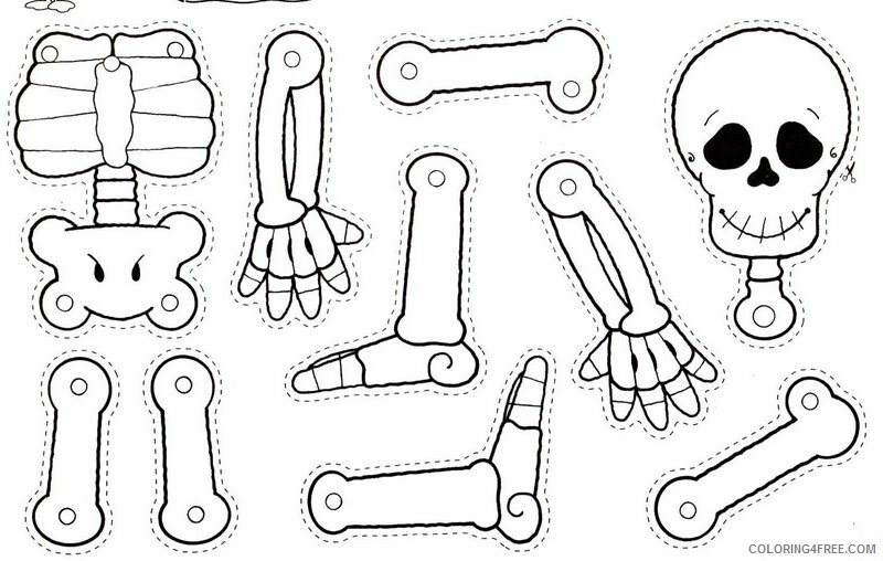 Skeleton Coloring Pages for Kids Skeleton Cutout Activity Printable 2021 619 Coloring4free