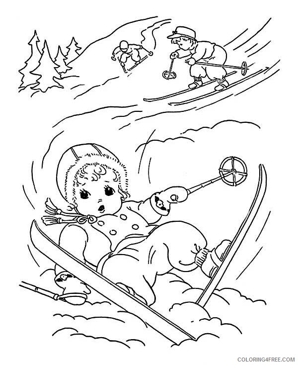 Skiing Coloring Pages for Kids Lovely Young Little Kid Slip Down Skiing 2021 Coloring4free