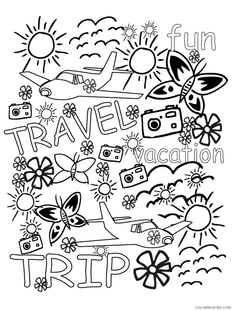 free travel coloring pages