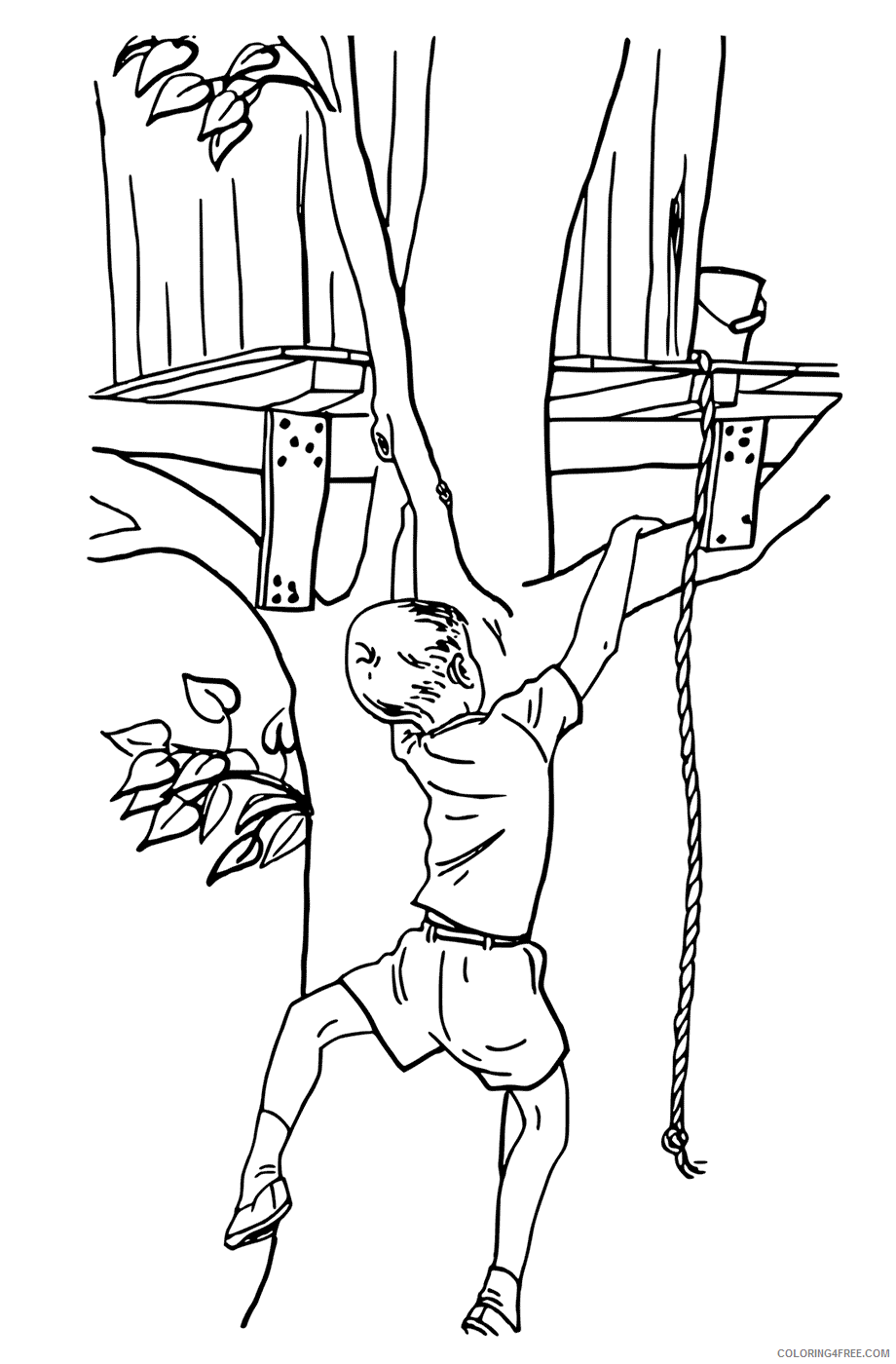 Treehouse Coloring Pages for Kids Climbing Treehouse Printable 2021 694 Coloring4free