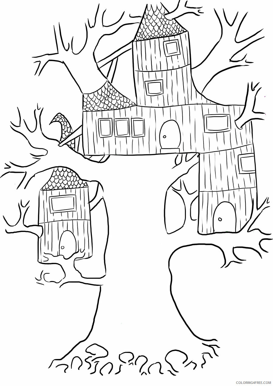 Treehouse Coloring Pages for Kids Cool Treehouse Printable 2021 695 Coloring4free