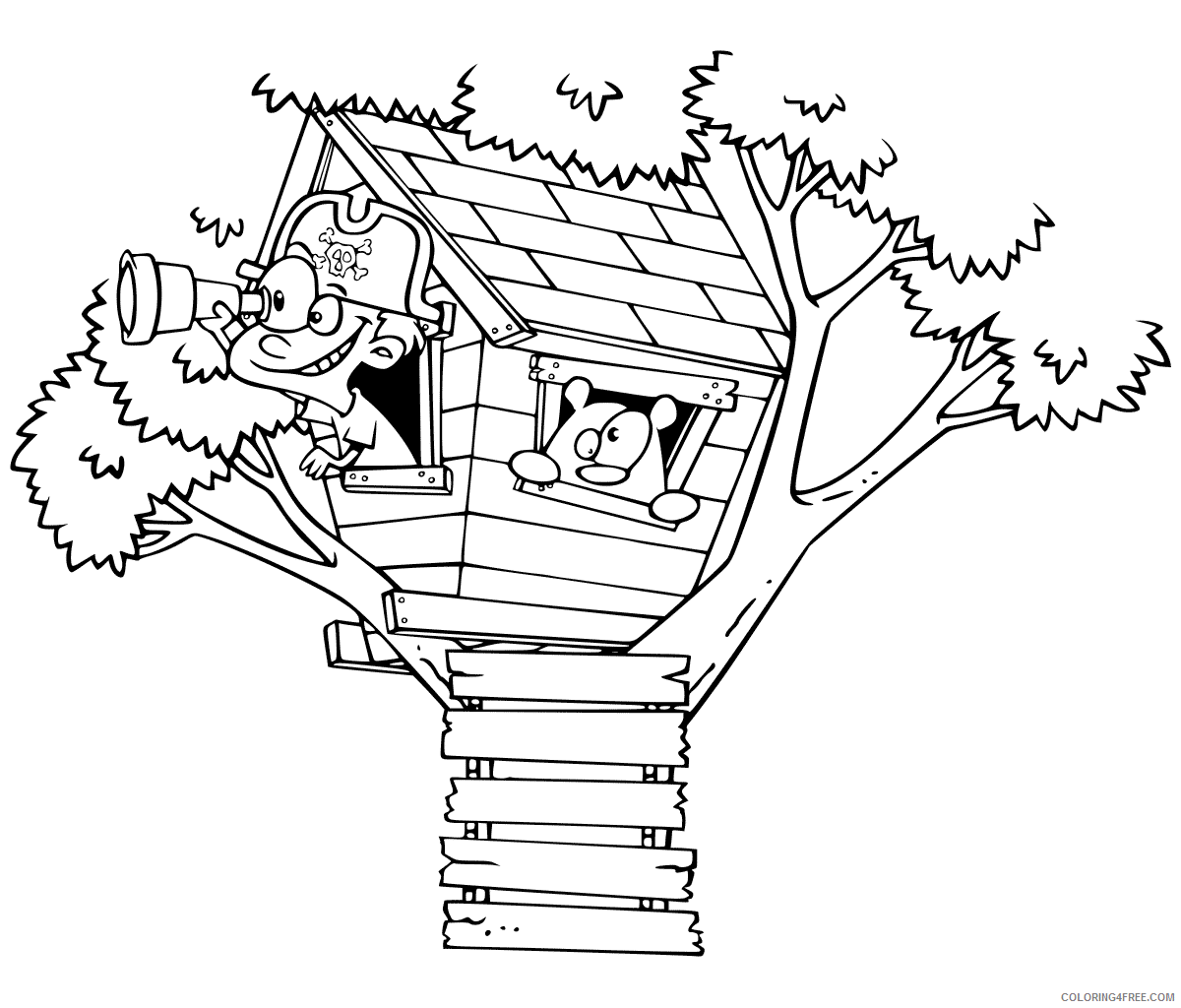 Treehouse Coloring Pages for Kids Treehouse Lookout Printable 2021 707 Coloring4free