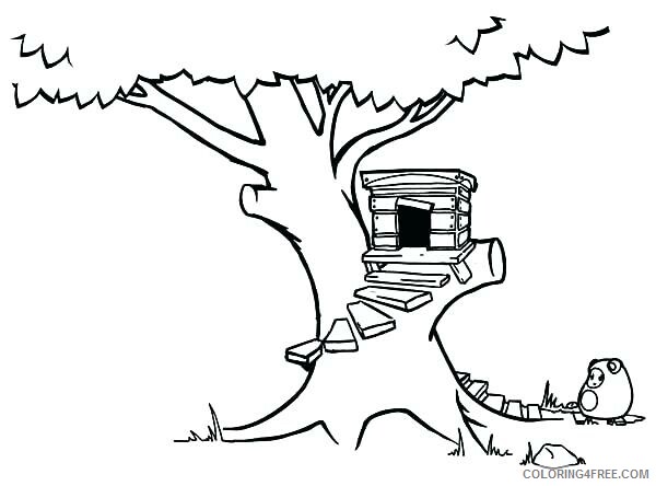 Treehouse Coloring Pages for Kids tree house with round stairway sheets 2021 Coloring4free