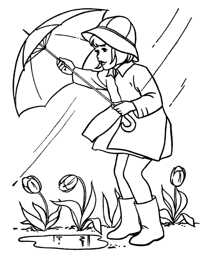Umbrella Coloring Pages for Kids Umbrella in Rain Printable 2021 741 Coloring4free