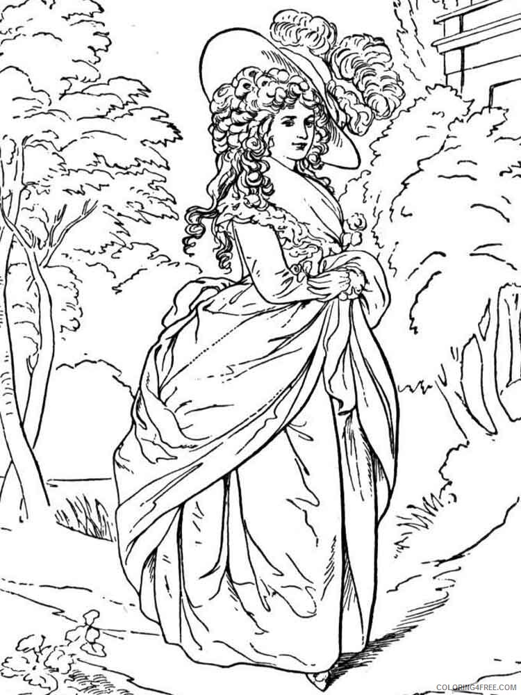 Victorian Woman Coloring Pages for Girls victorian woman 2 Printable 2021 1385 Coloring4free