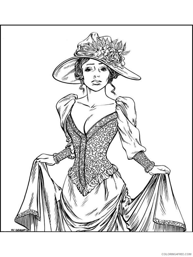 Victorian Woman Coloring Pages for Girls victorian woman 6 Printable 2021 1388 Coloring4free