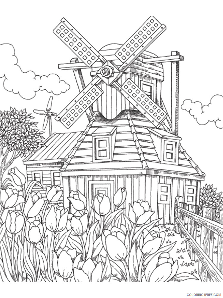 Windmill Coloring Pages for Kids Windmill 12 Printable 2021 771 Coloring4free