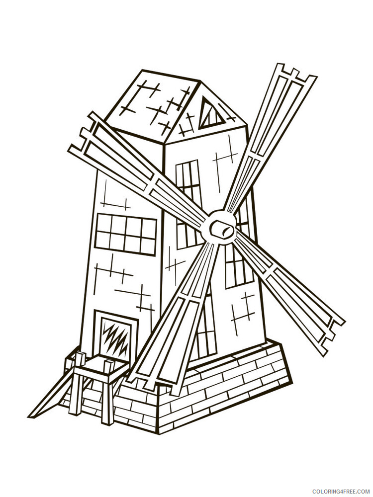 Windmill Coloring Pages for Kids Windmill 13 Printable 2021 772 Coloring4free
