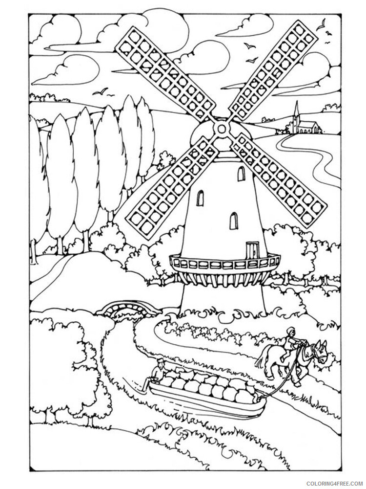 Windmill Coloring Pages for Kids Windmill 14 Printable 2021 773 Coloring4free
