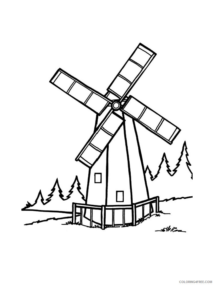 Windmill Coloring Pages for Kids Windmill 5 Printable 2021 779 Coloring4free