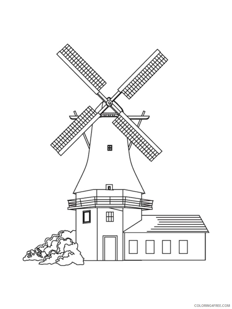 Windmill Coloring Pages for Kids Windmill 8 Printable 2021 781 Coloring4free