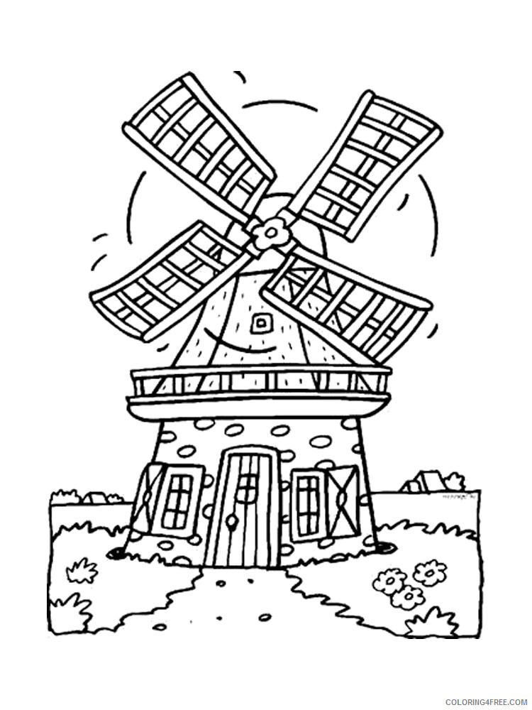 Windmill Coloring Pages for Kids Windmill 9 Printable 2021 782 Coloring4free