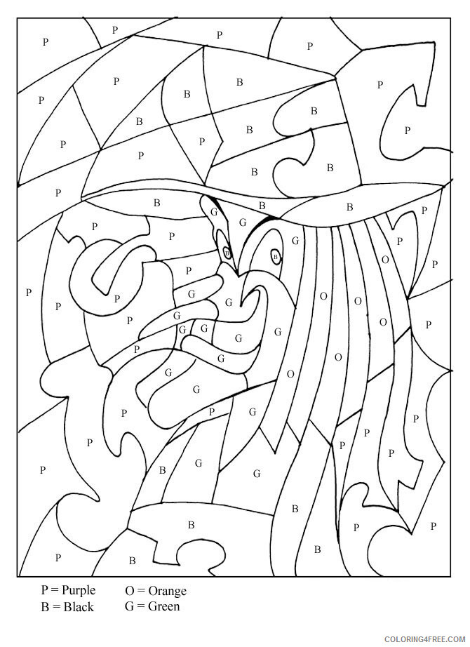 Witch Coloring Pages for Girls Color By Letters Halloween Witch Printable 2021 Coloring4free