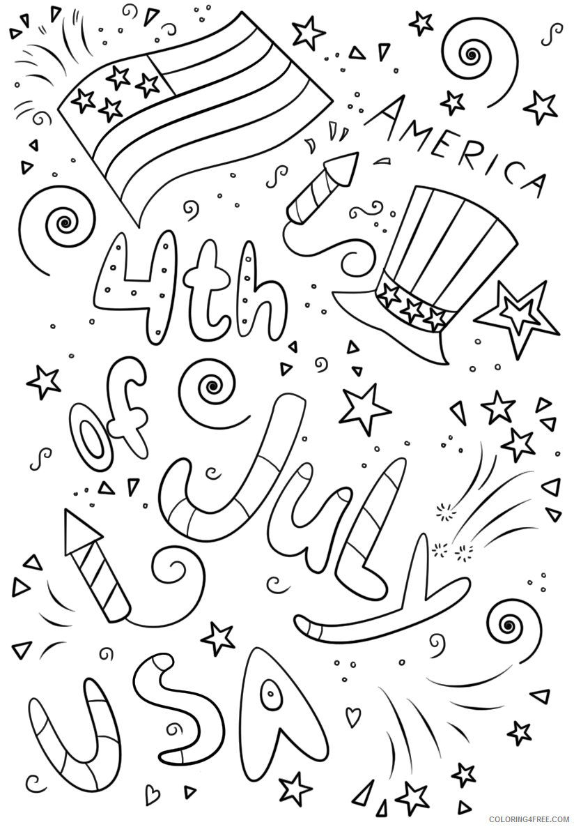 4th of July Coloring Pages 1576568934_4th of july doodle Printable 2021 0002 Coloring4free