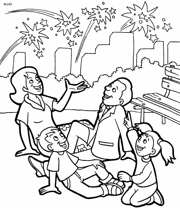 4th of July Coloring Pages 4th of July Fireworks in the Park Printable 2021 0021 Coloring4free