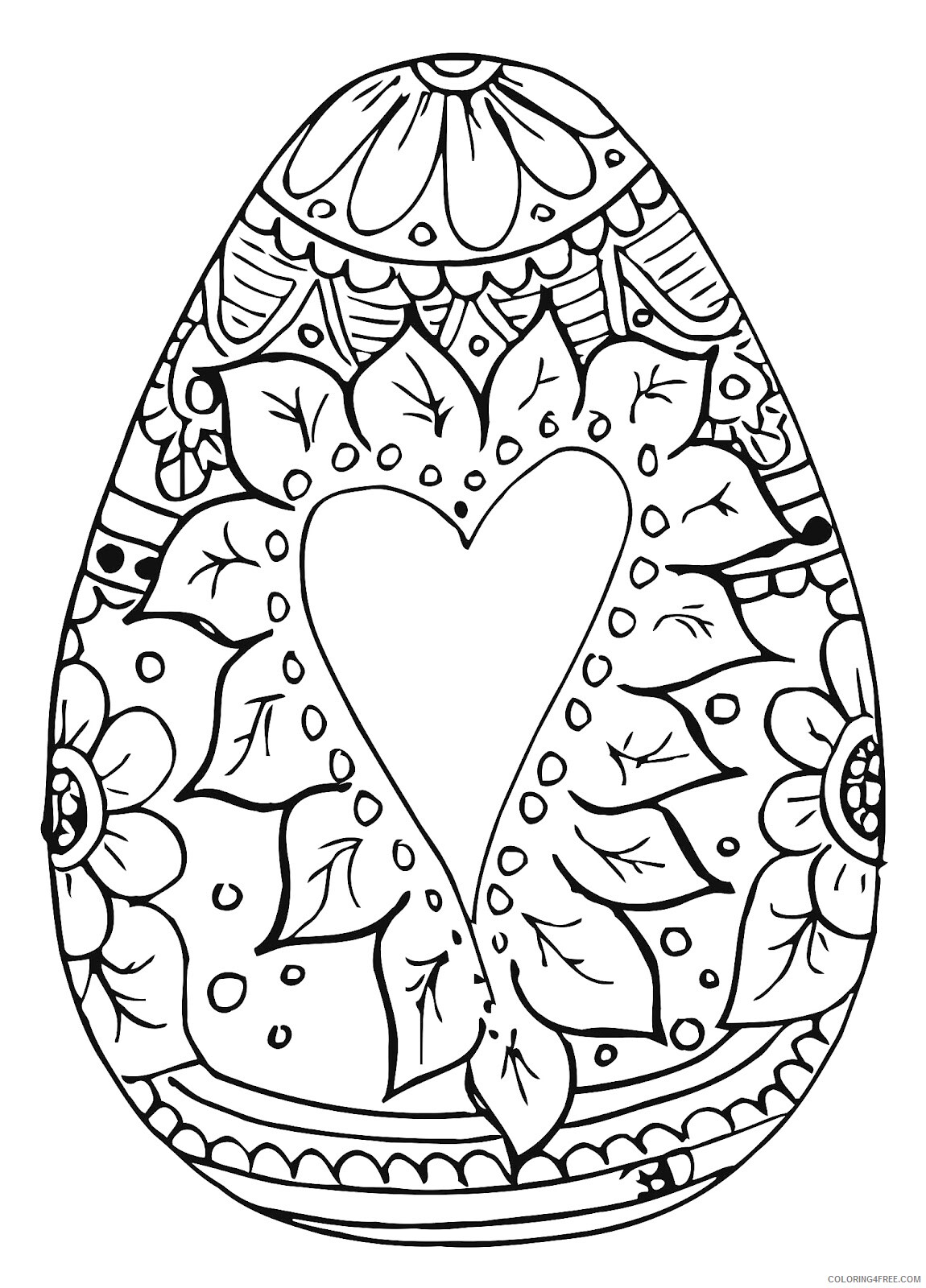Adult Heart Coloring Pages Easter Egg with Heart for Adults Printable 2021 0045 Coloring4free