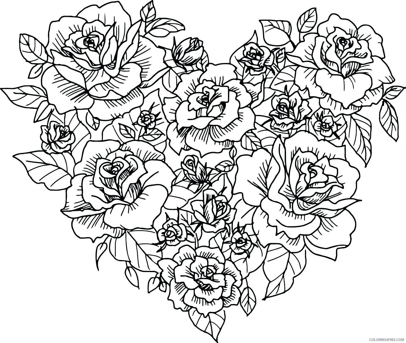 Adult Heart Coloring Pages Flower Heart for Adults Printable 2021 0047 Coloring4free